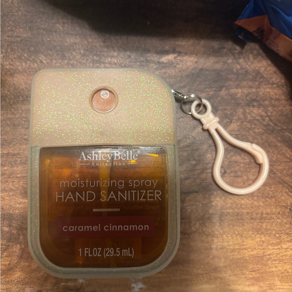 Ashley Belle 2 Caramel Cinnamon Hand Sanitizer sprays and 1 silicon case